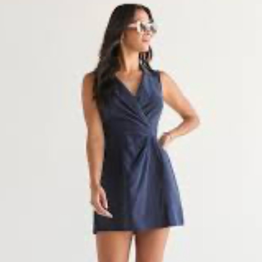 Francesca’s x Mi Ami Ava Suede Utility Mini Dress- Navy- Size Medium- NWT